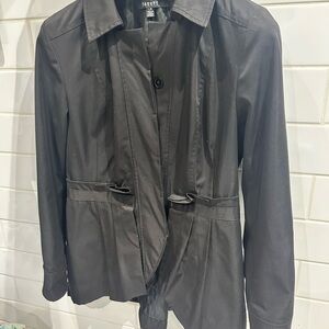 Sandro Studio Ruffle Trench Jacket Blazer – Pleated Back, Elegant & Chic